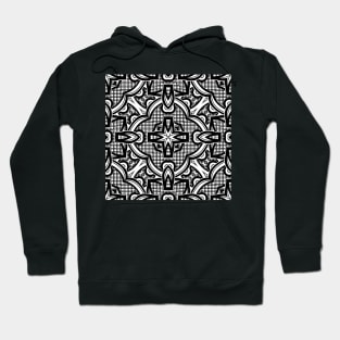 Black and White Seamless Pattern with Mosaic Motif Hoodie